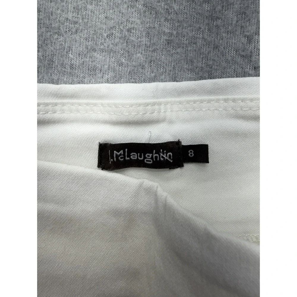 J. McLaughlin Womens 8 White Pull-On Straight Leg Stretch Pants Pockets - Picture 8 of 12